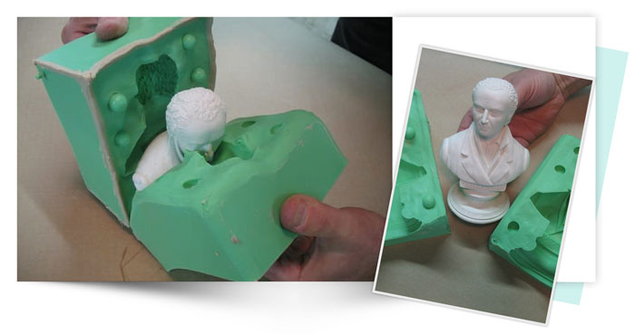 Two Piece Silicone Mold of Small Bust 6 - آموزش قالب گیری دو تکه از مجسمه نیم تنه کوچک